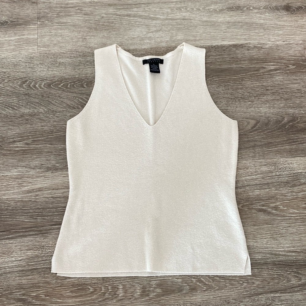 Y2k 90s vintage the Limited sweater sleeveless top ribbed beige cream ecru Large